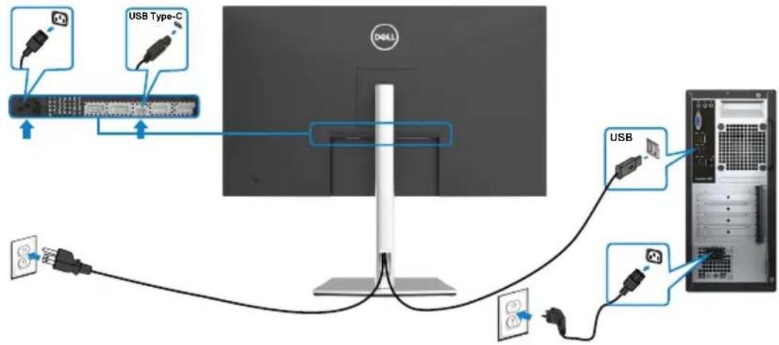 DELL P3221D - USB-Typ-C®-Kabel (C zu C) anschließen - 4