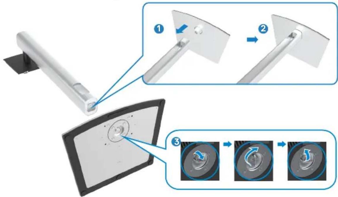 DELL P3221D - So befestigen Sie den Monitorständer: - 1