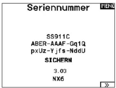 Seriennummer SS911C ABER-AAAF-Gq1Q pxUz-Y jfs-NddU SICHERN 3.03 NX6