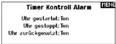 Timer Kontroll Alarm Uhr gestartet: Ton Uhr gesloppt: Ton Uhr zurückgesetzt: Ton