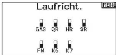 Laufricht. GAS QR HR SR FW K6 K7 MENU