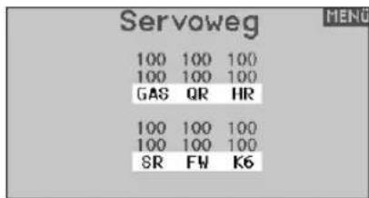 Servoweg 100 100 100 100 100 100 GAS QR HR 100 100 100 100 100 100 SR FW K6