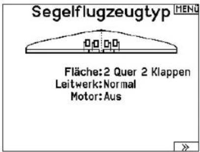 Segelflugzeugtyp MENU Fläche: 2 Quer 2 Klappen Leitwerk: Normal Motor: Aus