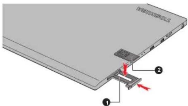 Diagram of a laptop rear panel with labeled components and red arrows indicating movement or change