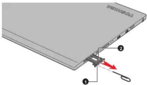 Diagram of a device showing labeled components and a red arrow indicating a specific location or movement.