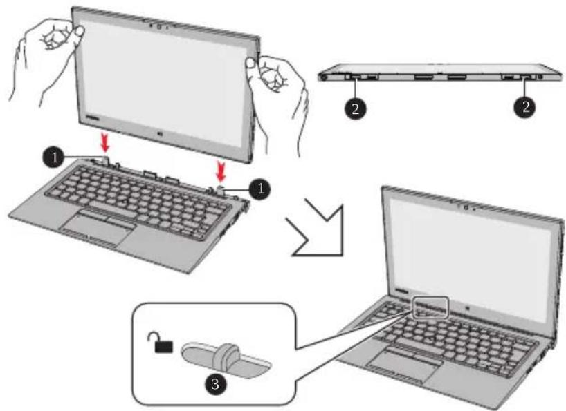 Diagram illustrating the step-by-step installation of a laptop keyboard, showing change from holding to disassembly.