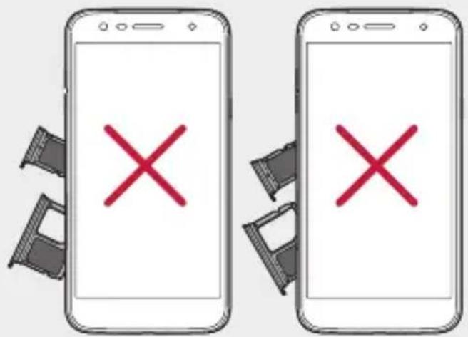 Two smartphones with red 'X' symbols and filmstrip icons, likely indicating cancellation or error.