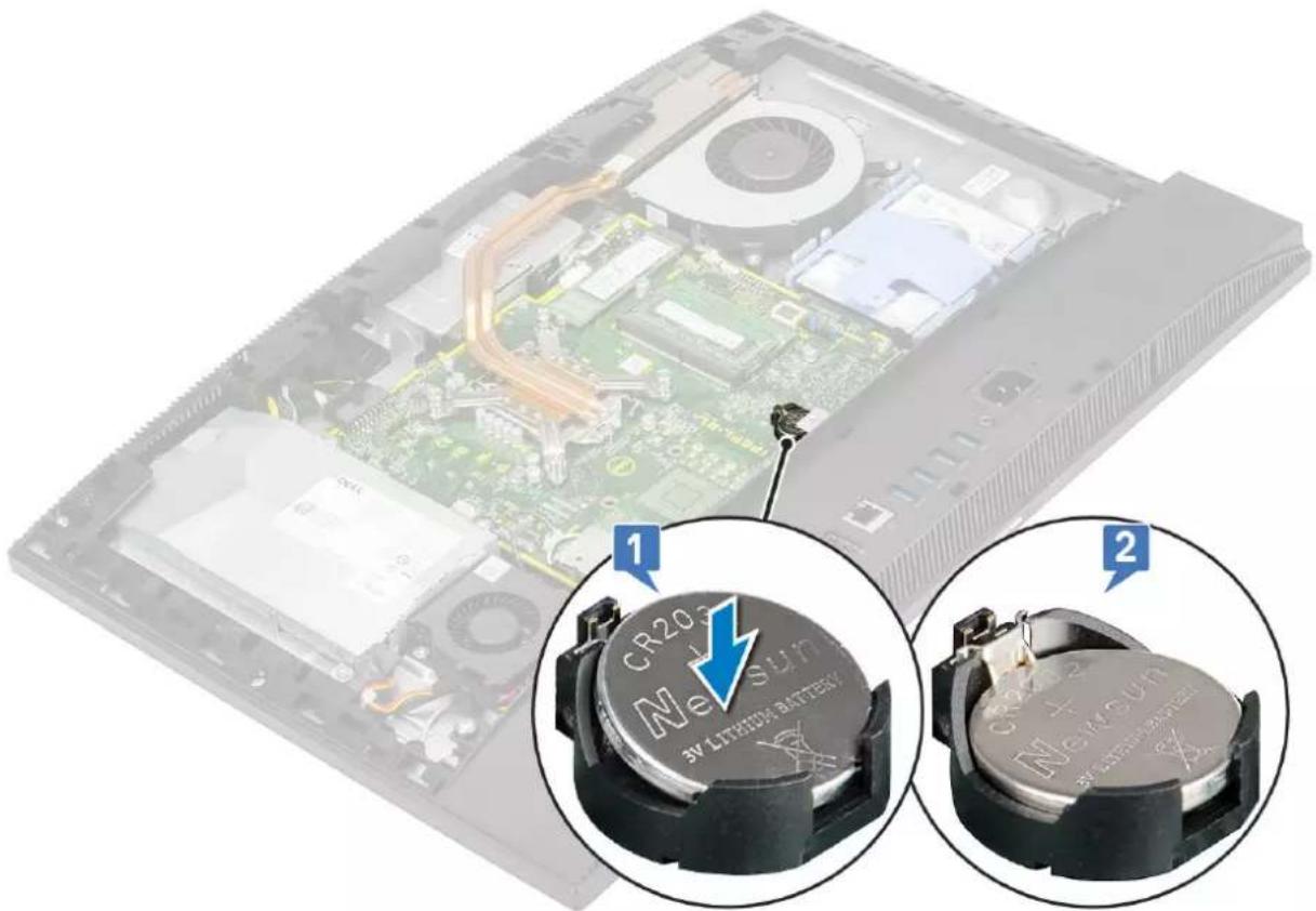 DELL OptiPlex 7470 - Installing the coin cell battery - 1