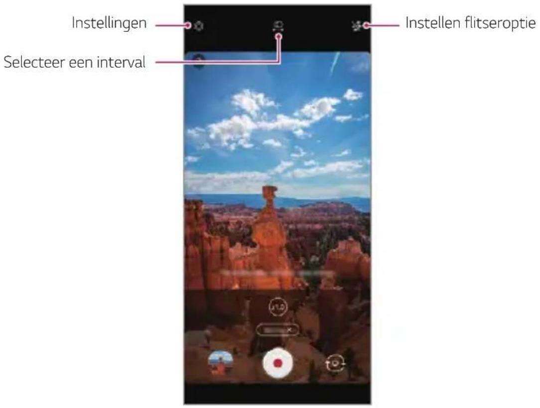 Instellingen Selecteer een interval Instellen flitseroptie