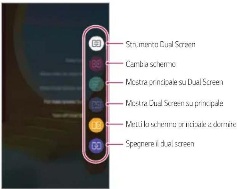 Strumento Dual Screen Cambia schermo Mostra principale su Dual Screen Mostra Dual Screen su principale Metti lo schermo principale a dormire Spegnere il dual screen