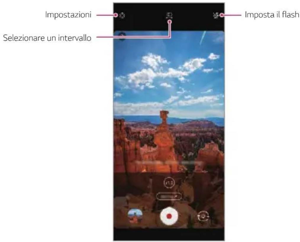 Impostazioni Selezionare un intervallo Imposta il flash