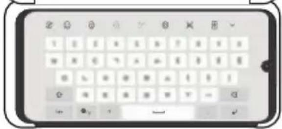 Screenshot of a smartphone keyboard with standard icons and function labels