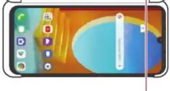 Smartphone screen displaying a UI interface with app icons and a vertical text input bar on the right.