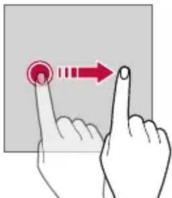 Diagram showing finger pressing a button with red arrow indicating right-hand movement