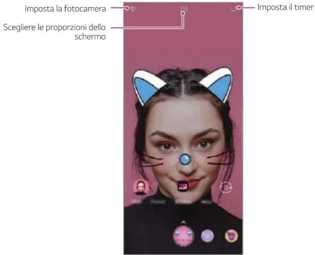 Imposta la fotocamera Scegliere le proporzioni dello schermo Imposta il timer