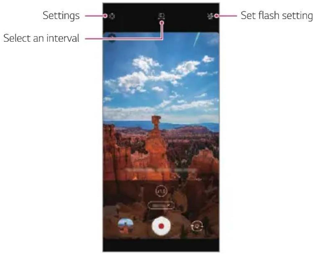 Settings Select an interval Set flash setting
