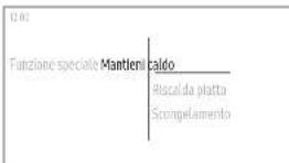 12.01 Funzione speciale Mantieni caldo Riscalda piatto Scompelamento