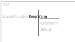 12:00 Special Function Keep Warm Plate Warm Defrost