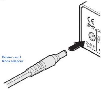 Power cord from adapter