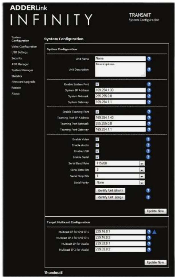 Adder ALIF2020R - APPENDIX A - Transmitter (TX) unit configuration pages - 2