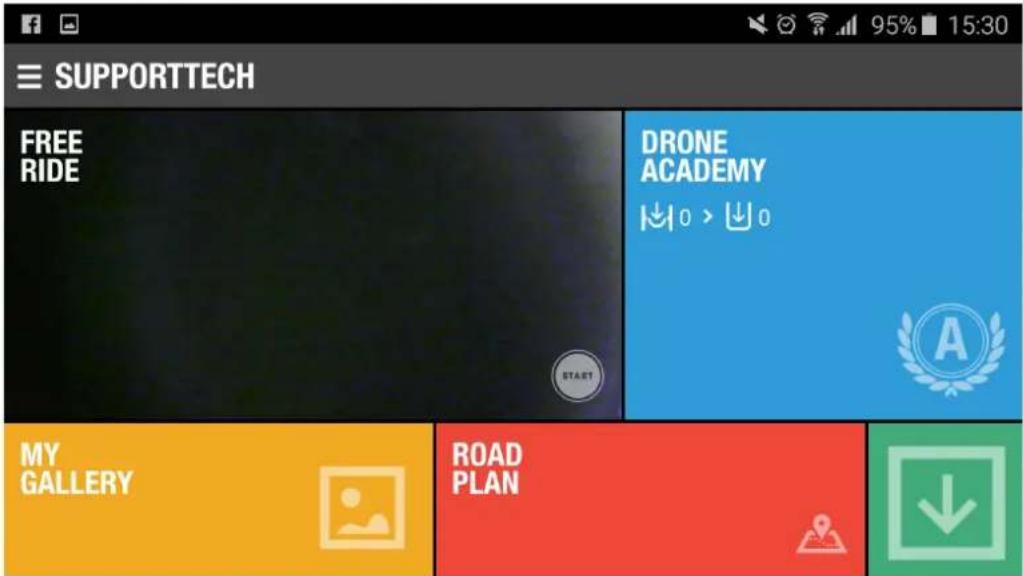SUPPORTTECH FREE RIDE DRONE ACADEMY ↓↓0 > ↓↓0 A START MY GALLERY ROAD PLAN