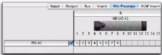 Input Output Bus Insert Mic Preamps H/W Insert 8 HD I/O #1 1 2 3 4 5 6 7 8 9 10 11 12 13 14 15 PLE #1 1 2 3 4 5 6 7 8
