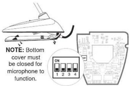 NOTE: Bottom cover must be closed for microphone to function. ON 1 2 3 4