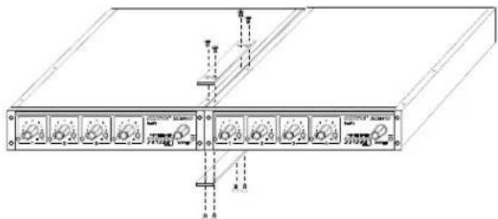 Technical diagram of a device panel with labeled components and measurement indicators