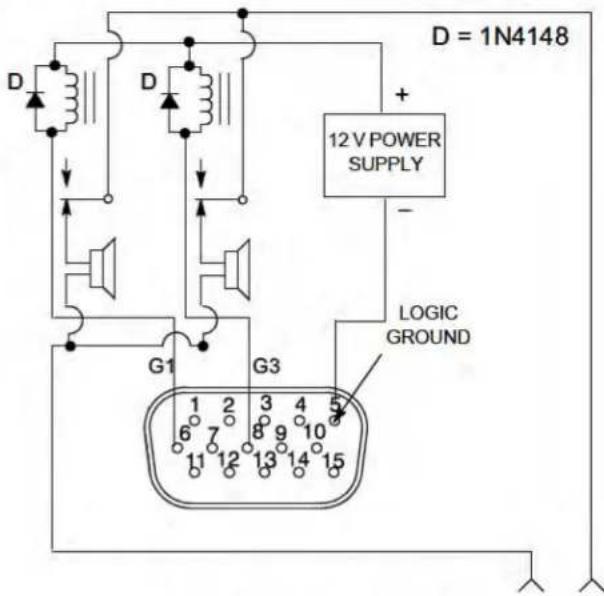 D = 1N4148 + 12 V POWER SUPPLY - G1 G3 LOGIC GROUND 1 2 3 4 5 6 7 8 9 10 11 12 13 14 15