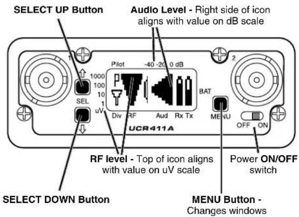 Lectrosonics UCR411A - Main Window (LCD) - 1