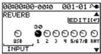 00:00:00-00:00 001-01 REVERB EDIT:[+] USB 30 1 2 3 4 5/67/8 RHY INPUT