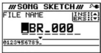 SONG SKETCH FILE NAME INS:[▲] BR_000 0123456789_