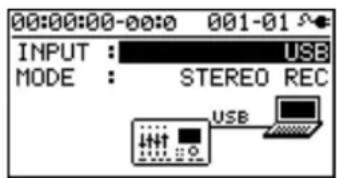 00:00:00-00:0 001-01 INPUT : USB MODE : STEREO REC USB