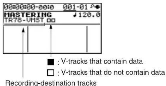 00:00:00-00:0 001-01 MASTERING TR78-VMST 00 ↓120.0 ■ : V-tracks that contain data □ : V-tracks that do not contain data Recording-destination tracks
