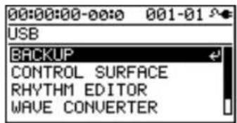00:00:00-00:0 001-01 USB BACKUP CONTROL SURFACE RHYTHM EDITOR WAVE CONVERTER