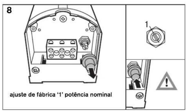 8 ajuste de fábrica '1' potência nominal 1 !