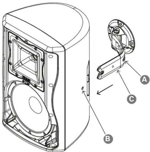 ELECTRO-VOICE ZX1i-100 - Befestigen des Lautsprechers an der QuickSAM™ Halterung - 1