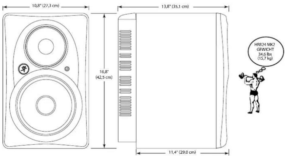 10,8" (27,3 cm) 13,8" (35,1 cm) 16,8" (42,5 cm) 11,4" (29,0 cm) HR824 MK2 GEWICHT 34,6 lbs (15,7 kg)