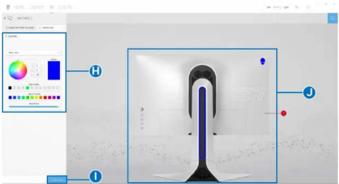 ALIENWARE AW2720HFA - Navigation durch das AlienFX Fenster - 2