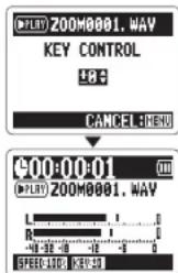 PLAT 200M0001.WAV KEY CONTROL 8:3 CANCEL MENU 400:00:01 PLAT 200M0001.WAV R SPEED RWD, KEY RWD
