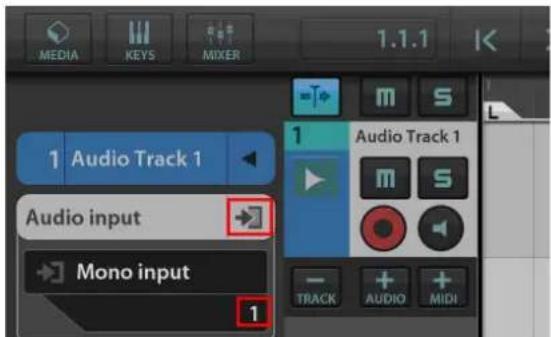 MEDIA KEYS MIXER 1.1.1 Audio Track 1 Audio input Mono input 1 Audio Track 1 TRACK AUDIO MIDI