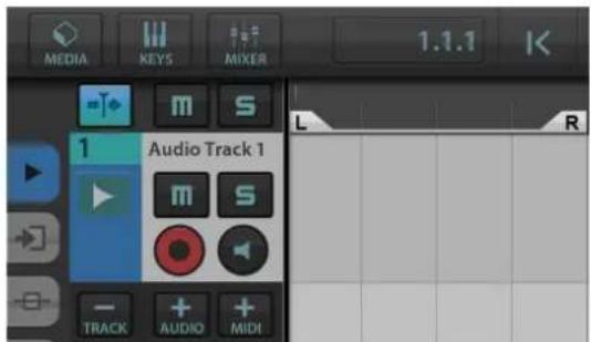 MEDIA KEYS MIXER 1.1.1 L Audio Track 1 TRACK AUDIO MIDI