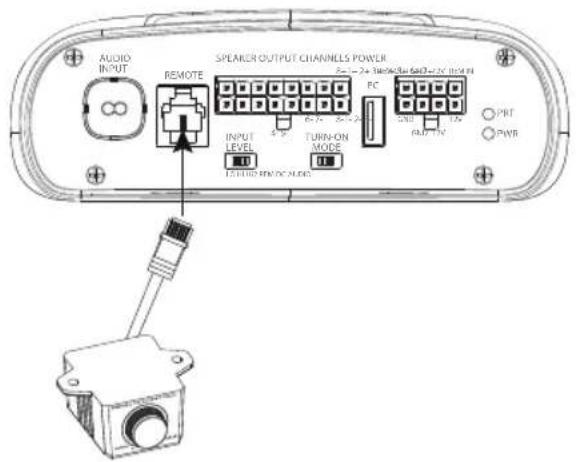 AUDIO INPUT REMOTE SPEAKER OUTPUT CHANNELS POWER 2x1-2x100mA RND=50V IN 40Hz PC PRT PWM INPUT LEVEL TURN-ON MODE RUN RUN+IN PWR LETRIFER/DC ALONE
