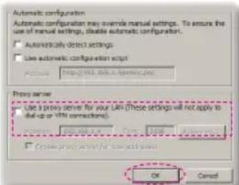 Automatic configuration Automatic configuration may override manual settings. To ensure the use of manual settings, disable automatic configuration. □ Automatically detect settings □ Use automatic configuration script Address: http://193.108-20000000000000000000000000000000000000000000000000000000000000000000000000000000000000000000000000000 Proxy server Use a proxy server for your LAN (These settings will not apply to dial-up or VPN connections). Access: 193.108-214.1.1.1 Form: 193.1.1.1 Allow access: □ Complete proxy server for non-activation OK Cancel