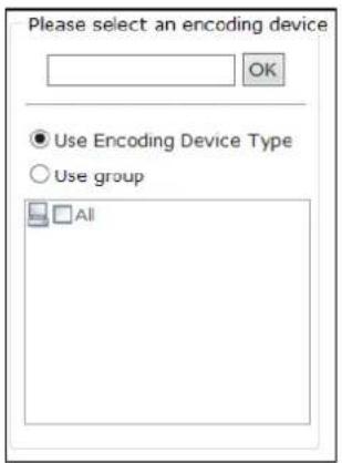 Please select an encoding device OK Use Encoding Device Type Use group All