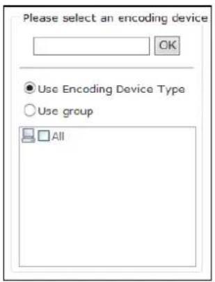 Please select an encoding device OK Use Encoding Device Type Use group All