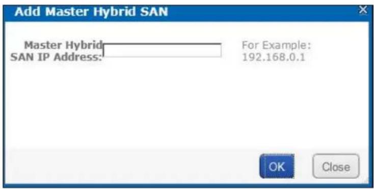 Add Master Hybrid SAN Master Hybrid SAN IP Address: For Example: 192.168.0.1 OK Close