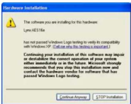 LYNX AES16e-50 - Updating an existing driver in Windows XP/XP64: - 12