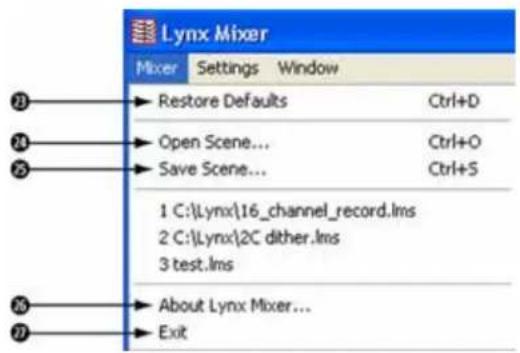 LYNX AES16e-50 - Mixer Menu (Windows)/ File Menu (OS X) - 1