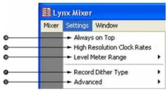 LYNX AES16e-50 - Settings Menu - 1